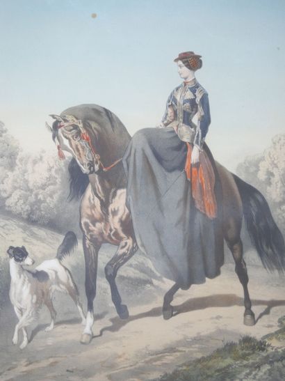 null After Alfred de DREUX (1810-1860)

Equestrian walks 

Engraving in color after...