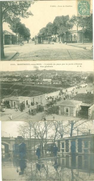 null 11 CARTES POSTALES PORTES DE PARIS: Diverses. Dont "Crue de Seine Janvier 1910-La...
