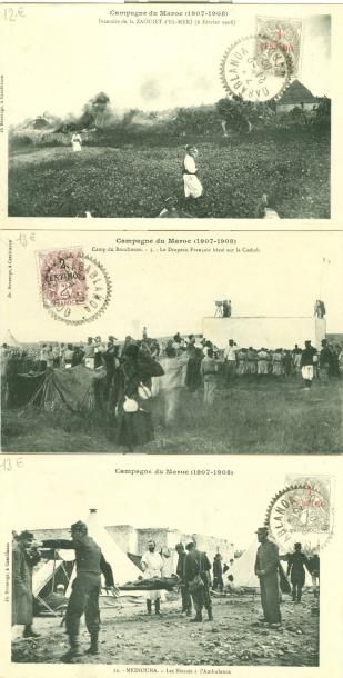 null 25 CARTES POSTALES MAROC: Sélection - Campagne du Maroc (1907-1908). Dont "Incendie...