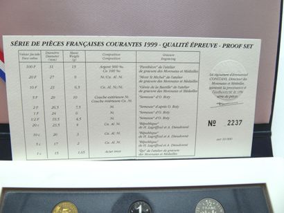 null Ensemble de 3 Coffrets. Monnaie de Paris - Pièces Fleurs de Coins. Exemplaires...