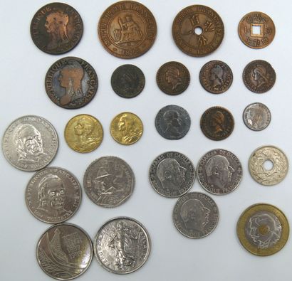 null Ensemble de 24 Monnaies France & Ancienne Colonie. 

3-1 Centime Dupré, An 7.

2-1...