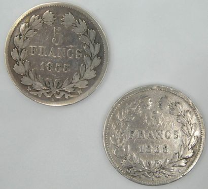 null 2 Monnaies France Argent.

Louis Philippe I-Roi des Français. 5 Francs.

1833...
