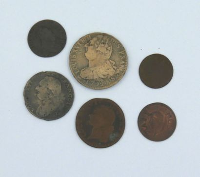 null Ensemble de 6 Monnaies Royales Françaises & 1 Jeton.

Louis XIII (partiellement...
