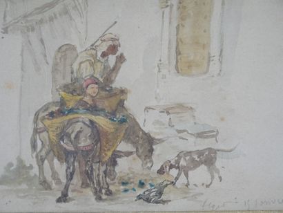 null École orientaliste de la seconde moitié du XIXème siècle

Les ânes 

Aquarelle...