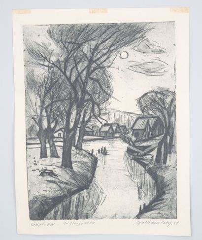 null School of the XXth century 

North German landscape 

Lithograph in black titled,...