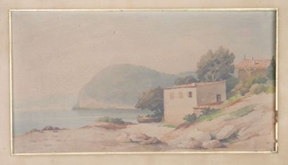 null César MASCARELLI (1845-1904) 

Mediterranean landscape 

Watercolor on paper...