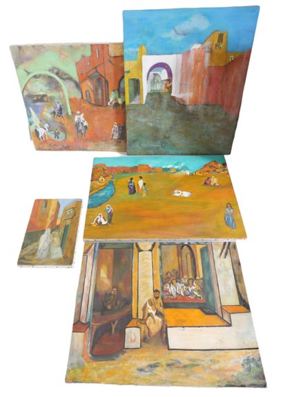 null School of the XXth century

Set of 5 oil paintings on the theme of the Orient:

Veiled...
