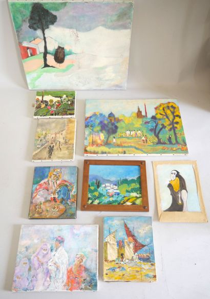 null School of the XXth century

Set of 7 oils on canvas, 1 oil on canvas pasted...