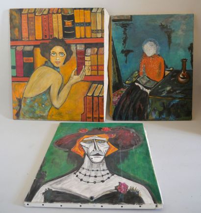 null School of the XXth century

Set of 3 oil on canvas including : 

- Portrait...