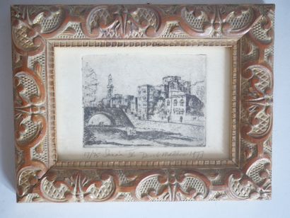 null School of the XXth century

Urban view

Etching on paper under glass, numbered...