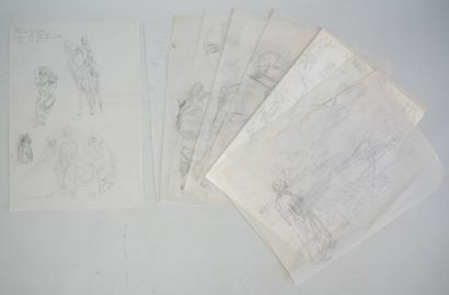 null Set of 40 drawings, of various techniques, some signed, some unfinished. 

Various...