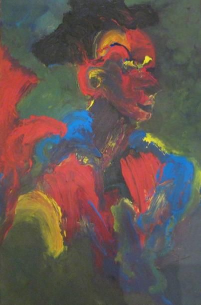 ALBAN (XXème siècle) Portrait de femme africaine. Huile sur toile signée au dos....