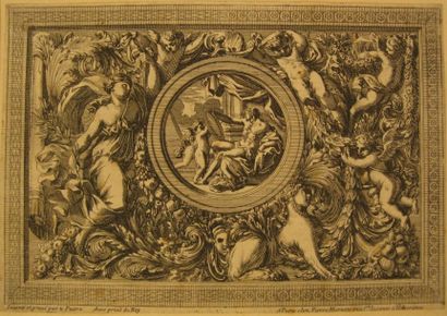 null Estampe de LePAUTRE. Ornementations. XVIIe siècle. 14,5 x 21 cm. Taches.