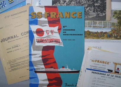 null Paquebot FRANCE. Compagne Générale Transatlantique French Line. 1/Lot de documents...