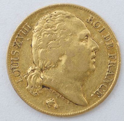 null 1 Monnaie Or. France.

20 Francs, Louis XVIII.

1824 A.

Poids : 6,41grs.