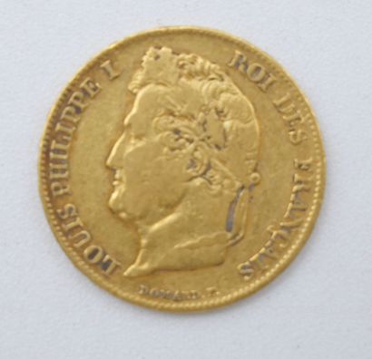 null 1 Monnaie Or. France.

20 Francs, Louis Philippe I.

1840 A. (mal frappé).

Poids...