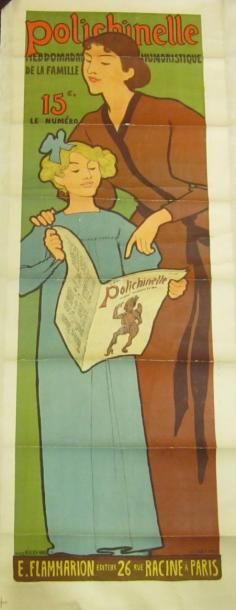 null AFFICHE: POLICHINELLE, Signée Maurice REALIER-DUMAS, 1896. Hebdomadaire Humaniste...