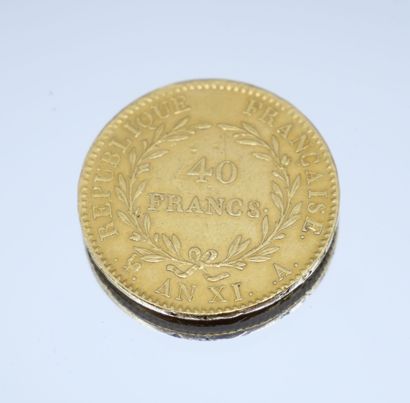 null 1 Monnaie Or. France.

40 Francs, Bonaparte Premier Consul, AN XI A (1802-1803,...