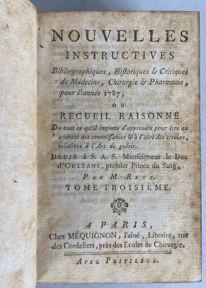 null Noël RETZ (1758-1810)

Ensemble de 2 volumes comprenant :

- RETZ, Nouvelles...