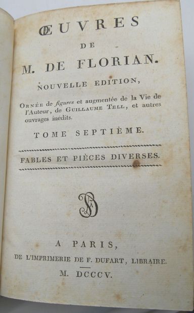 null FLORIAN. Ensemble de 8 Volumes.

Oeuvres de M. De Florian, nouvelle édition,...