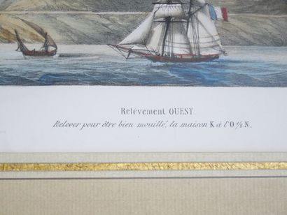 null Set of 7 polychrome engravings under representing : 

- View of the Cape Corbelin

-...