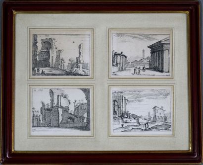 null Italian school of the 19th century 

Landscape of ruins in Italy 

Set of 28...