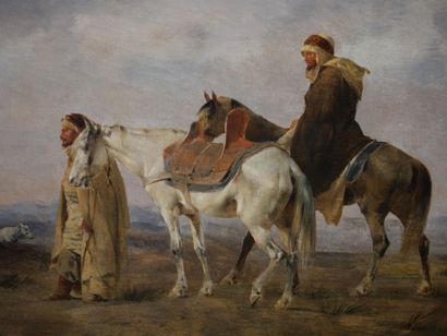null Eugène FROMENTIN (1820-1876)

Arab Riders in the Desert

Oil on panel, signed...