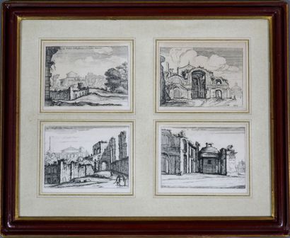 null Italian school of the 19th century 

Landscape of ruins in Italy 

Set of 28...