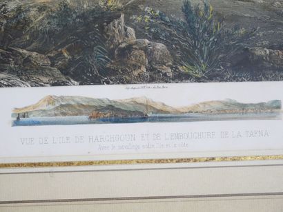 null Ensemble de 7 gravures polychromes sous représentant : 

- Vue du Cap Corbelin

-...