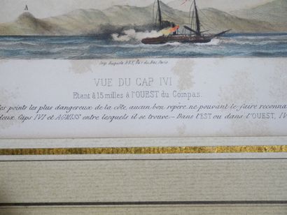 null Set of 7 polychrome engravings under representing : 

- View of the Cape Corbelin

-...