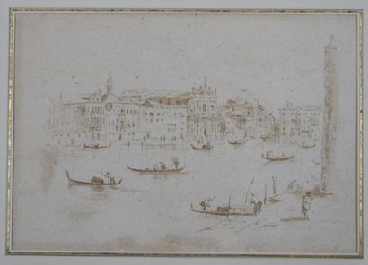 null Venetian school in the taste of Francesco GUARDI

View of the Grand Canal 

Brown...