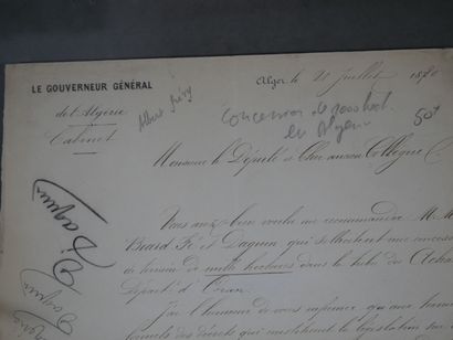 null Autograph letter signed on July 21, 1880 from Albert GREVY, Governor General...