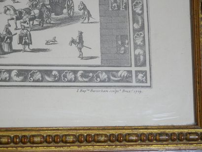 null Lot of 3 engravings in black including : 

- Black and white engraving "the...