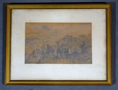 null School of the XIXth century A. FOULLEY,

Pair of battle scenes in Algeria

Graphite...