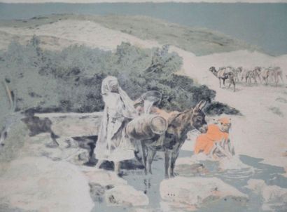 null Alexandre LUNOIS (1863-1916), Attribué à 

A la fontaine

Gravure en couleur,...