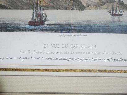 null Ensemble de 7 gravures polychromes sous représentant : 

- Vue du Cap Corbelin

-...