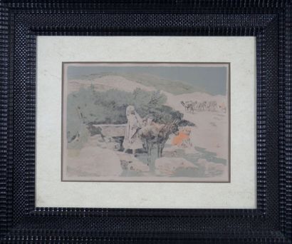 null Alexandre LUNOIS (1863-1916), Attribué à 

A la fontaine

Gravure en couleur,...