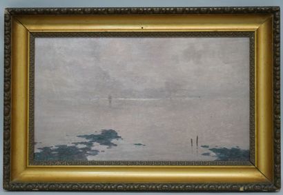 null Eugène DESHAYES (1862/68-1939) 

Paysage maritime

Huile sur panneau signée...