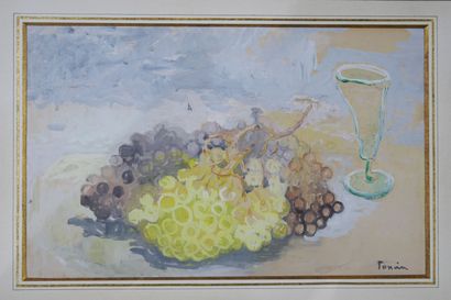 null School of the XXth century 

Still life with grapes and glass

Gouache on paper...