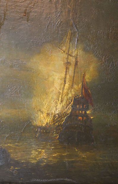 null Follower of Willem VAN DE VELDE
Battle scene at sea
Oil on panel
Size : 32 x...