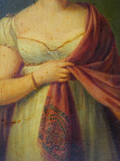 null Suiveur de Firmin MASSOT (1766-1849)
Jeune femme au châle 
Huile sur panneau....