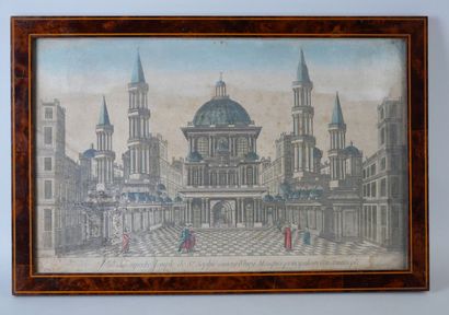 null Vue d'optique titrée "Vue du superbe temple de Sainte Sophie aujourd'hui Mosquée...