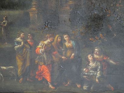 null École du XVIIème siècle. Suiveur de Claude Lorrain (1600-1682) 
Jeunes femmes...