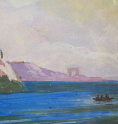 null School of the XIXth century 
Mediterranean landscape 
Watercolor on paper 
Size...