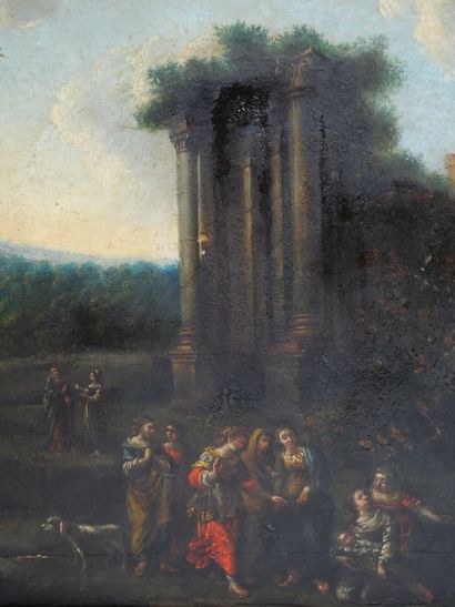 null École du XVIIème siècle. Suiveur de Claude Lorrain (1600-1682) 
Jeunes femmes...