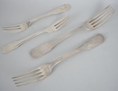 null Suite of 6 forks and 6 cake forks in silver 925 thousandths with Art Deco decoration....