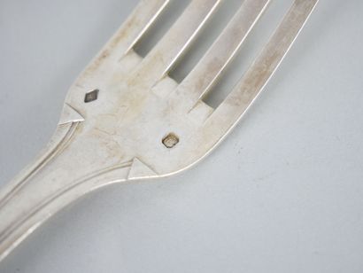 null Suite of 4 silver cutlery 925 thousandths with Art Deco decoration. MO: two...