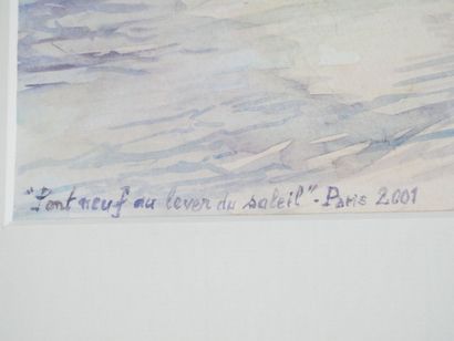 null Claude GENTET (1945-2015)
"Pont Neuf au lever du soleil"
Aquarelle sur papier...