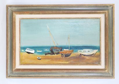 null Jean CLUSEAU-LANAUVE (1914-1997)
"barques à marée Basse"
Huile sur toile signée...