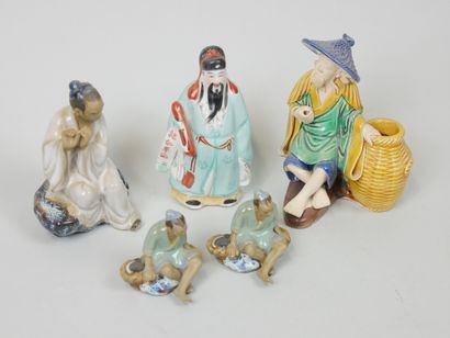 null Ensemble de 11 figurines chinoises en porcelaine (la plus grande : 12 cm), 4...